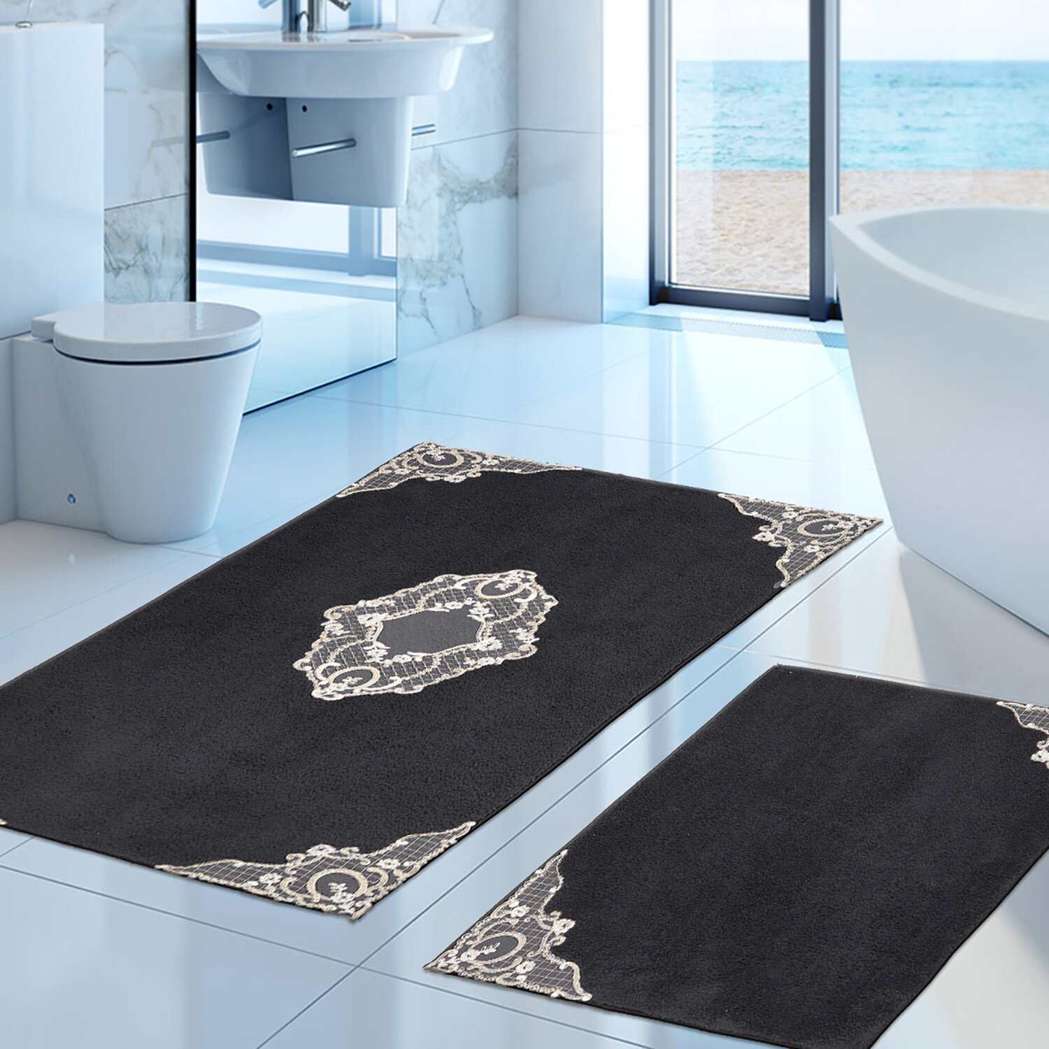 Idriz Bath Rug Washable 2 Piece Non Slip Mat Set Union Rustic