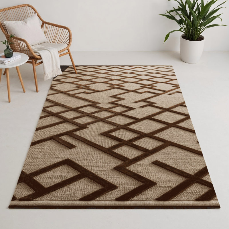 Tapis intérieur et extérieur beige Trellis, Rectangle 9 pi x 12 pi