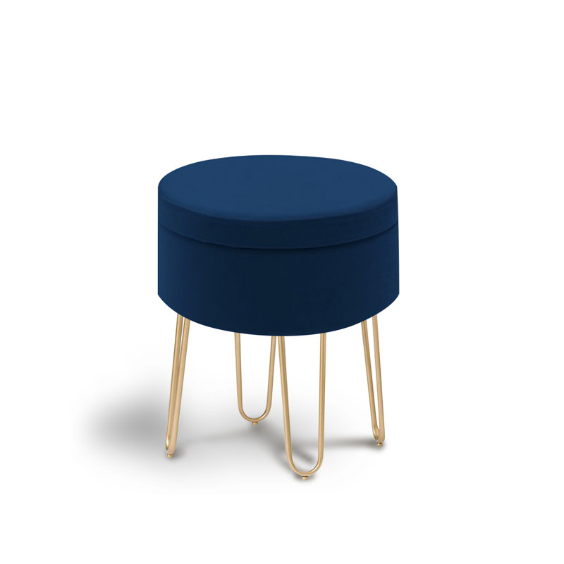 Velvet Ottoman, Blue