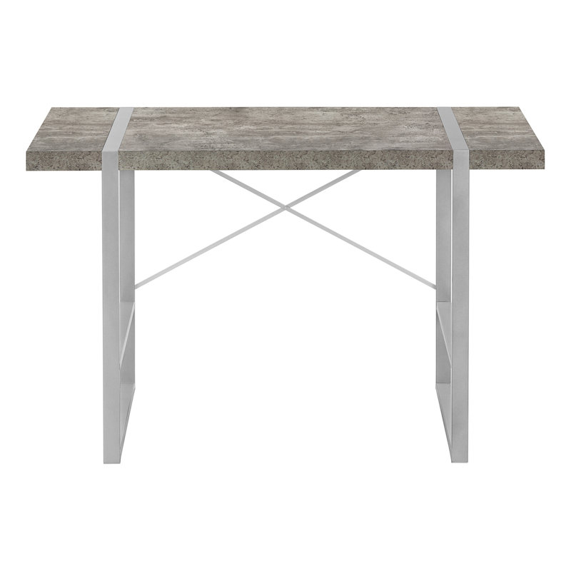 Bureau d'écriture rectangulaire, bureau d'ordinateur, bureau avec base en métal, Gris clair