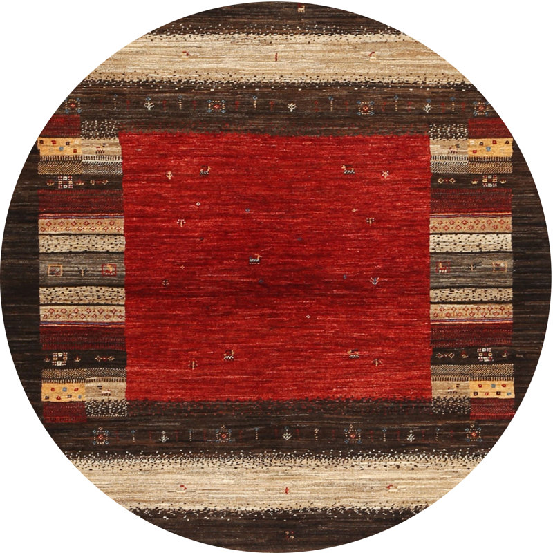 Tapis brun / rouge, Rond 6 pi