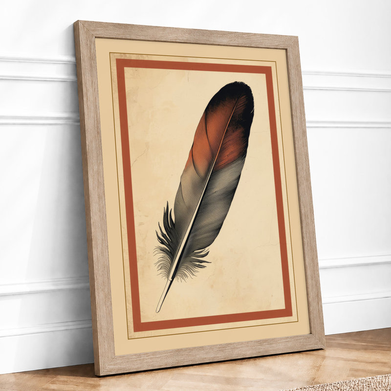 Single Feather In Gold Botanical - Print, Oak, A3 - 42.0 x 29.7 cm