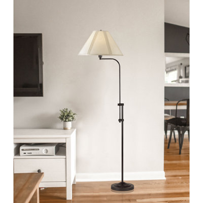 68" Adjustable Traditional Shaped Floor Lamp With Beige Empire Shade