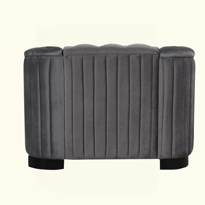 Canapé Embourg, Velours gris velours, H 30,4 po x l 41,5 po x P 33,8 po, 1
