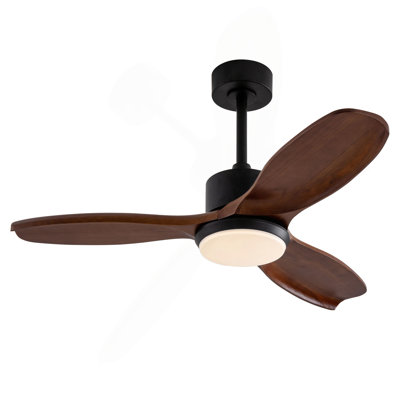 Wood Ceiling Fan With Lights Remote Control,Quiet DC Motor 3 Blade Ceiling Fans For Patio Living Room, Bedroom, Office,Indoor Outdoor
