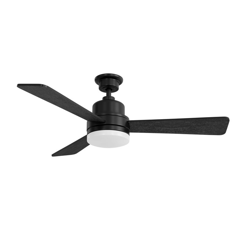 Trevina II Collection LED 52" 3-Blade Fan, Black, Matte Black