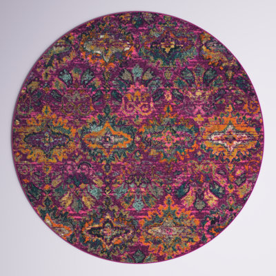 Christa Floral Fuchsia/Blue Area Rug