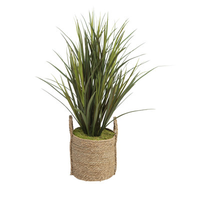 Pot à fleurs de 38 po de hauteur avec panier rond en rotin naturel