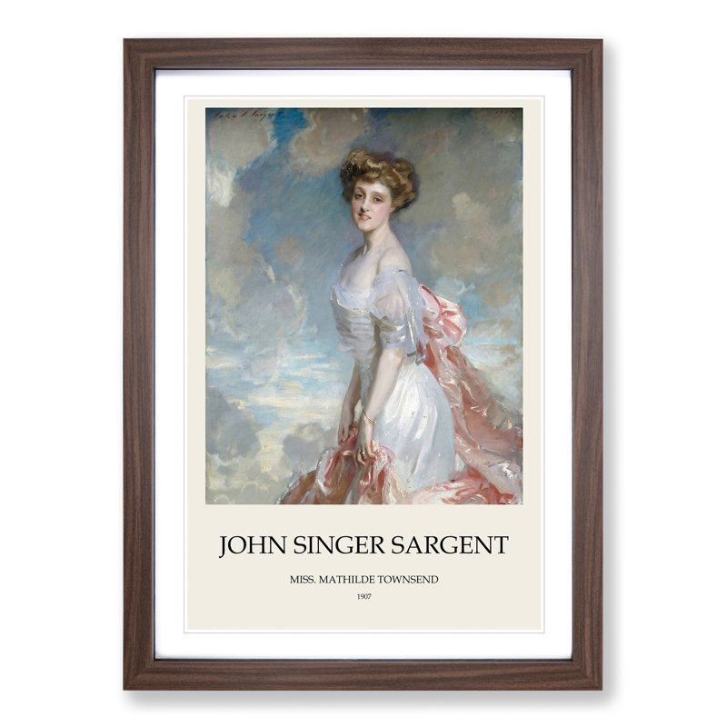 Portrait of a Lady Print by John Singer Sargent - Picture Frame Painting, Walnut Framed, 36cm H x 27cm W x 2cm D