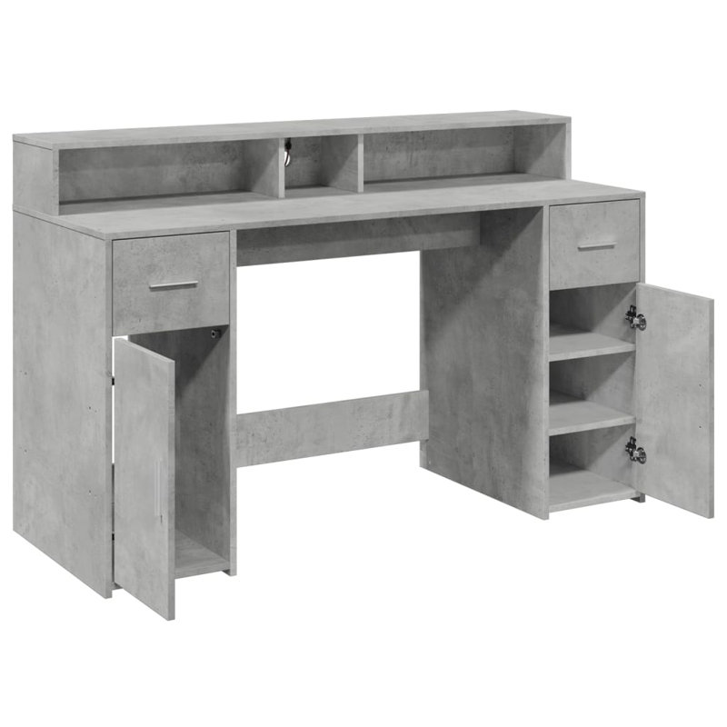 Computer Desk, 91cm H x 140cm W x 55cm D, Concrete grey