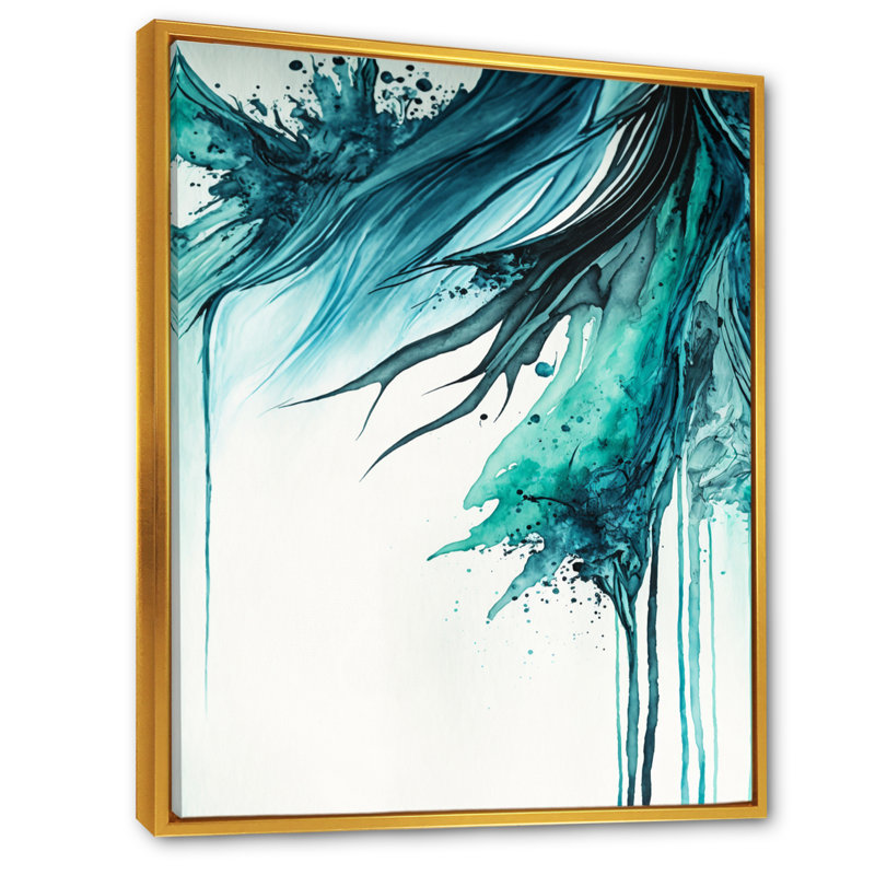«Tropical Turquoise Joyfulness VII», reproduction sur toile, H 44 po x l 34 po x P 1,5 po, Toile à cadre flottant doré