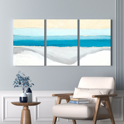 Abstrait vagues océaniques sur toile tendue, ensemble de 3 reproductions de peinture à l'huile sur toile pour salon chambre à coucher