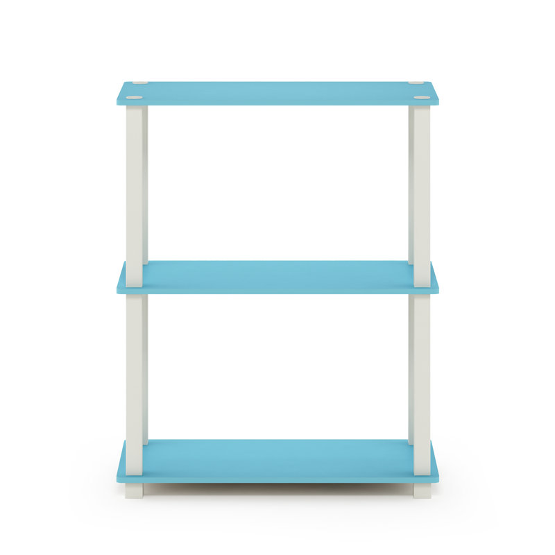 Decorius Etagere Bookcase, Light Blue/White Square Tube, (4 Shelves) 43.25" H x 23.6" W x 11.6" D
