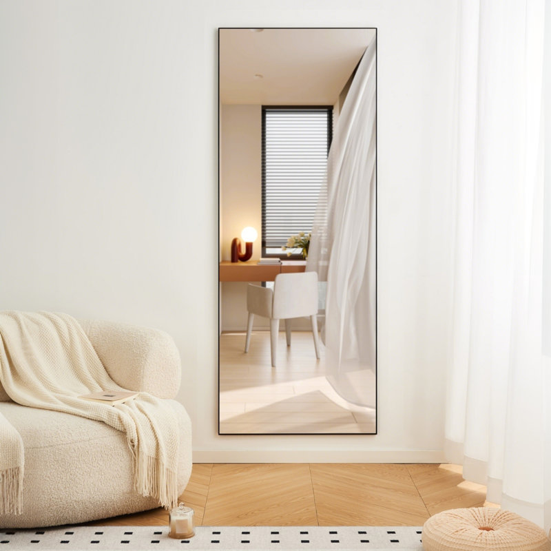 70" X 31" Full Length Mirror Black  Aluminum Alloy Frame, Leaning Or Wall Mounted, High Definition, Shatter-Proof, Ideal For Bedroom, Living Room, Corridor - Modern Home Decor