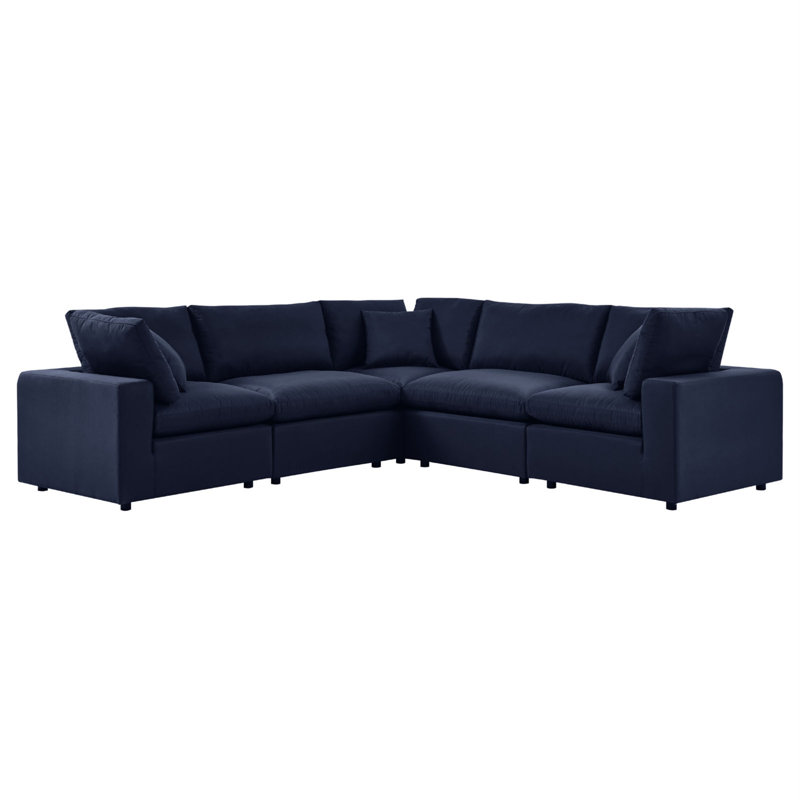 Modway Commix 5-Piece Outdoor Patio Sectional Sofa, Navy