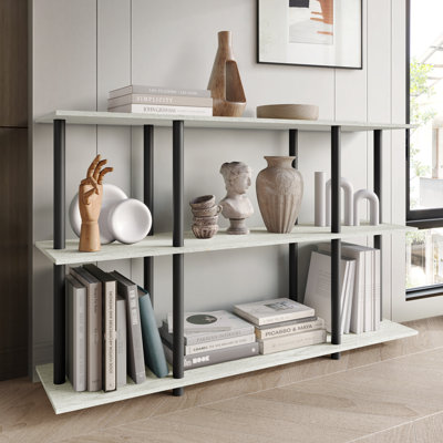 Easy Twist Assembly 3-Tier Wide Display Shelf In Light Grey