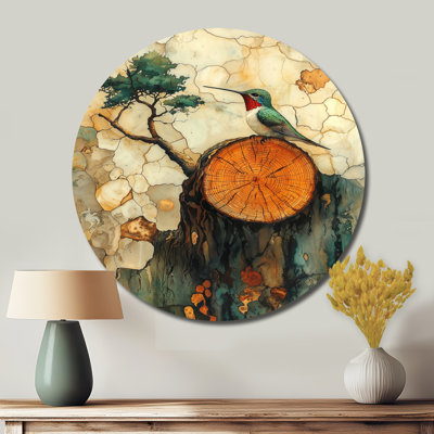 Abstract Hummingbird Fluttering Grace I - Modern Orange Metal Art Print