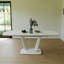 62,99-78,74 po, table de salle à manger blanche et grise, table de salle à manger en panneau de fibres à densité moyenne et table de salle à manger extensible de style industriel moderne avec pieds en forme de U, convient à la maison et au bureau