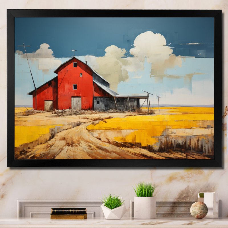 "Bewry Landscape Barns", impression sur toile, H 30 po x l 40 po x P 1,5 po, Cadre simple noir