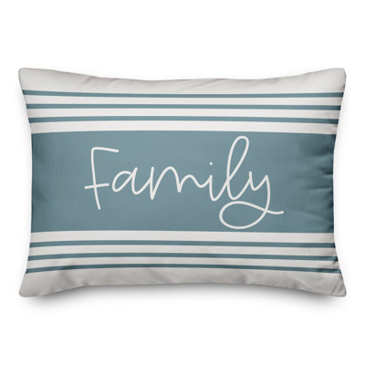 Family Slate Blue Stripes Outdoor Throw Pillow