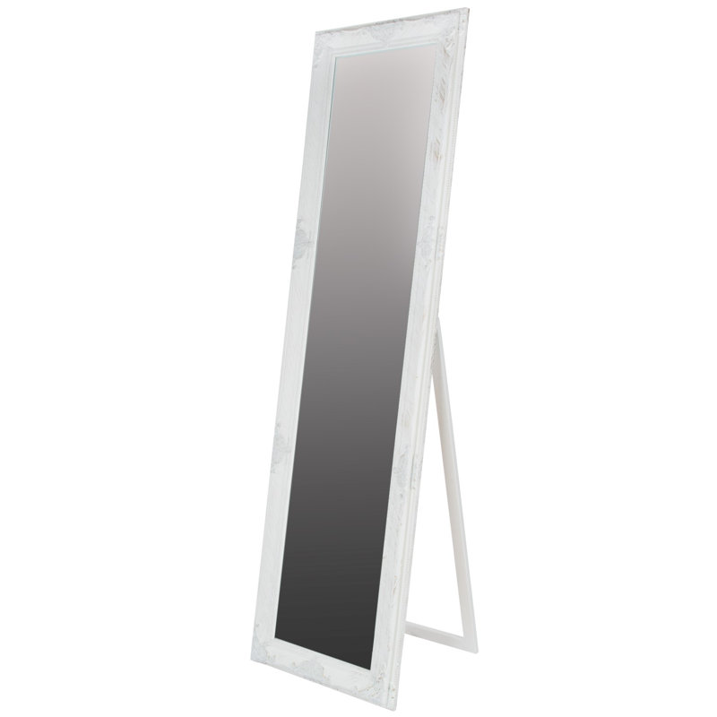 Kellison Wood Flat Mirror, White, 180cm H x 50cm W x 7cm D