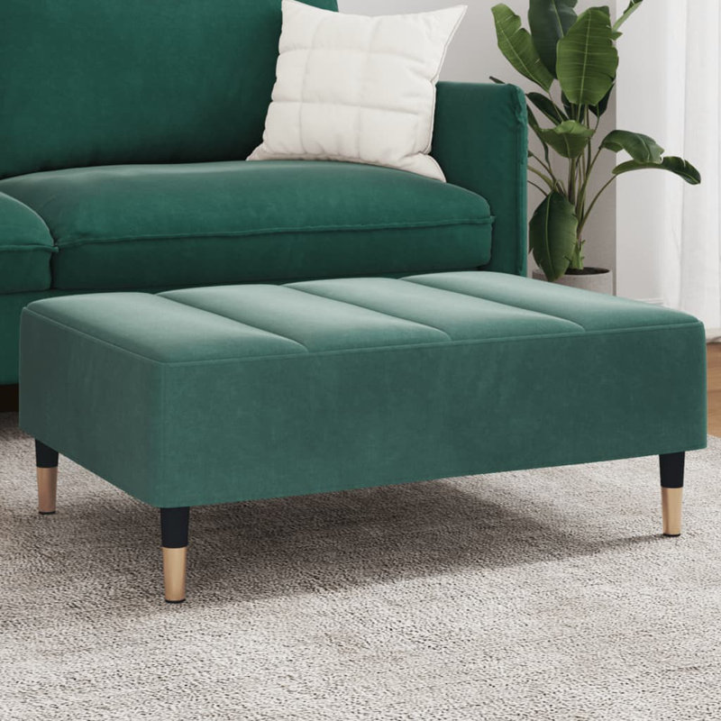 Mercer41 Footstool 30.3"X21.7"X12.2" Velvet, Dark Green