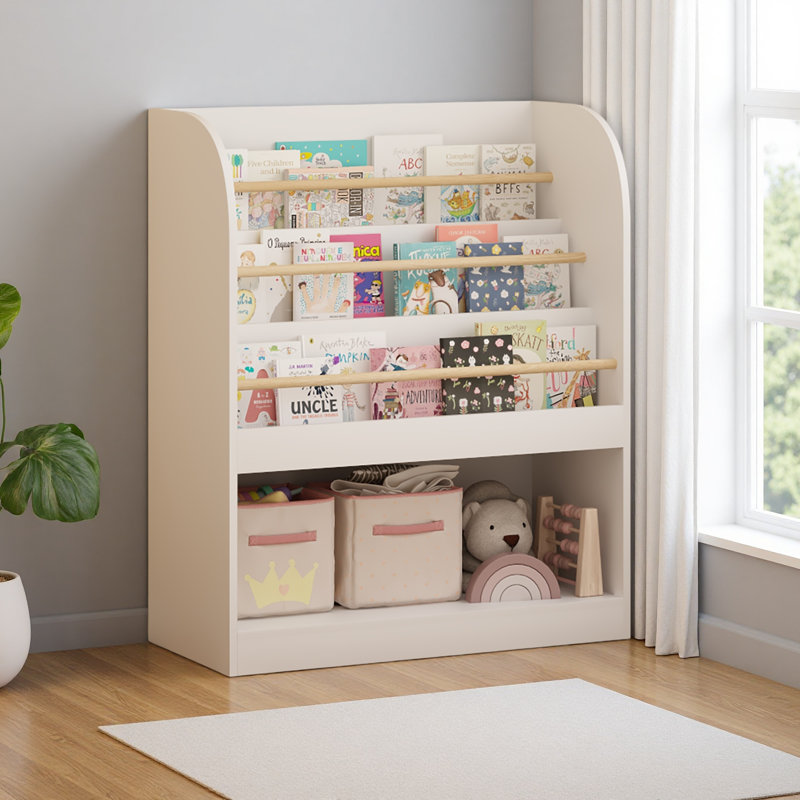Bibliothèque pour enfants avec rangement ouvert, bibliothèque pour enfants orientée vers l'avant, étagère à livres en bois à plusieurs niveaux