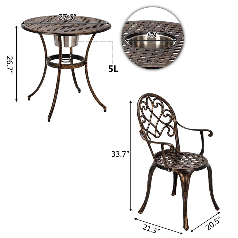 2 - Person Patio Dining Set with Round Table , Cushions Included