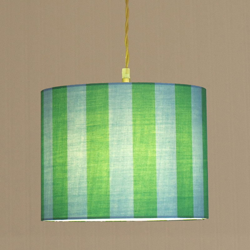 Tagle Blended Fabric Drum Lamp Shade ( Slip-On ), Blue/Green, 22cm H x 29.5cm W x 29.5cm D