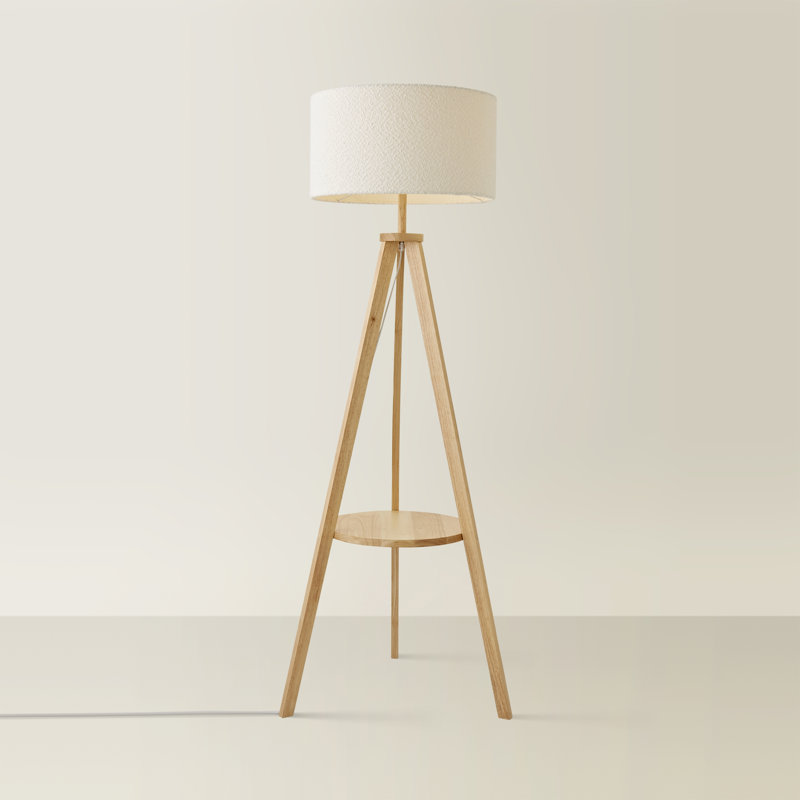 Seery 148cm Matte Tripod Floor Lamp Set, Cream, No