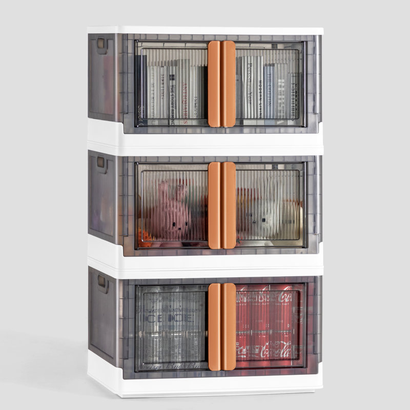 Collapsible Storage Bins With Lids, Stackable Storage Bins With Doors And Wheels