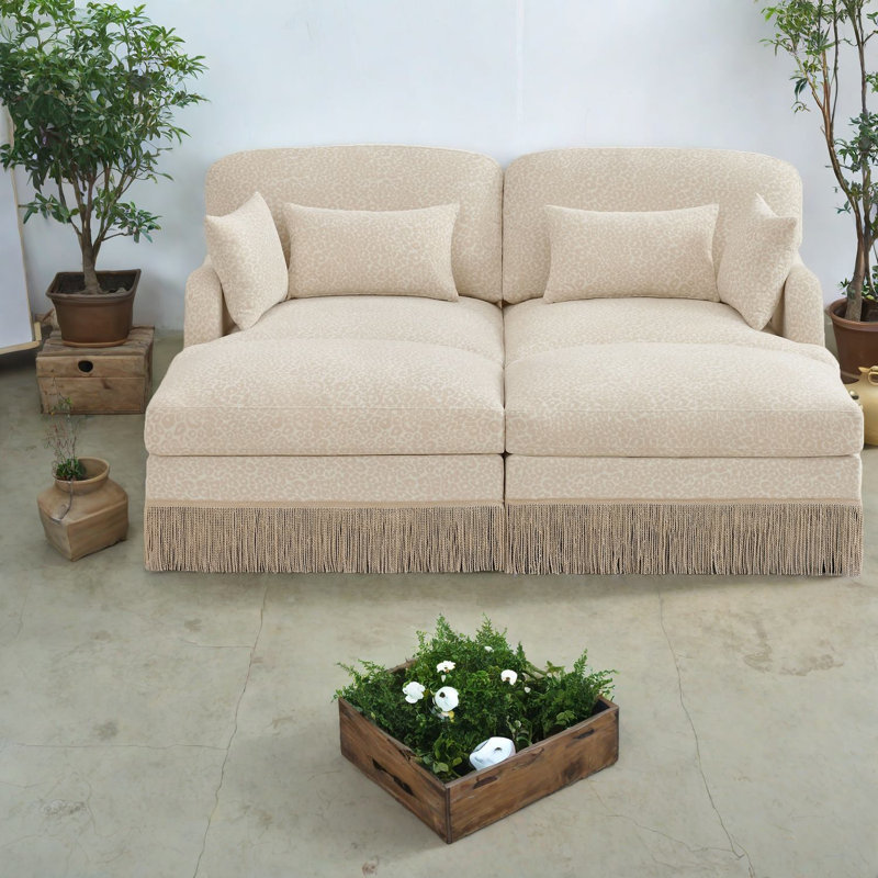 Deep Seat Modular Sofas Chenille Modern Tassel Loveseat For Living Room