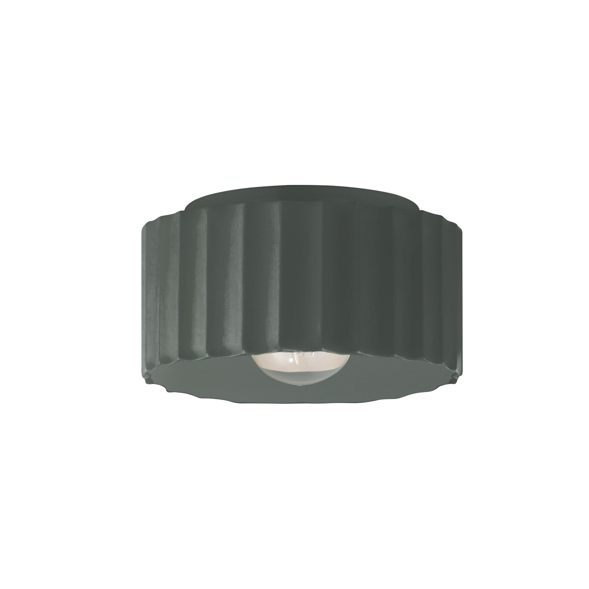 Colgate Single Light Ceramic Flush Mount, Pewter Green, 6.5" H x 10" W x 10" D