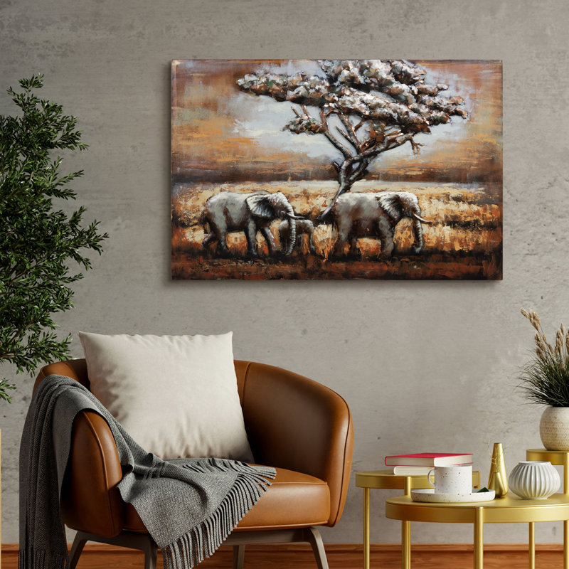 « éléphants », impression sur métal