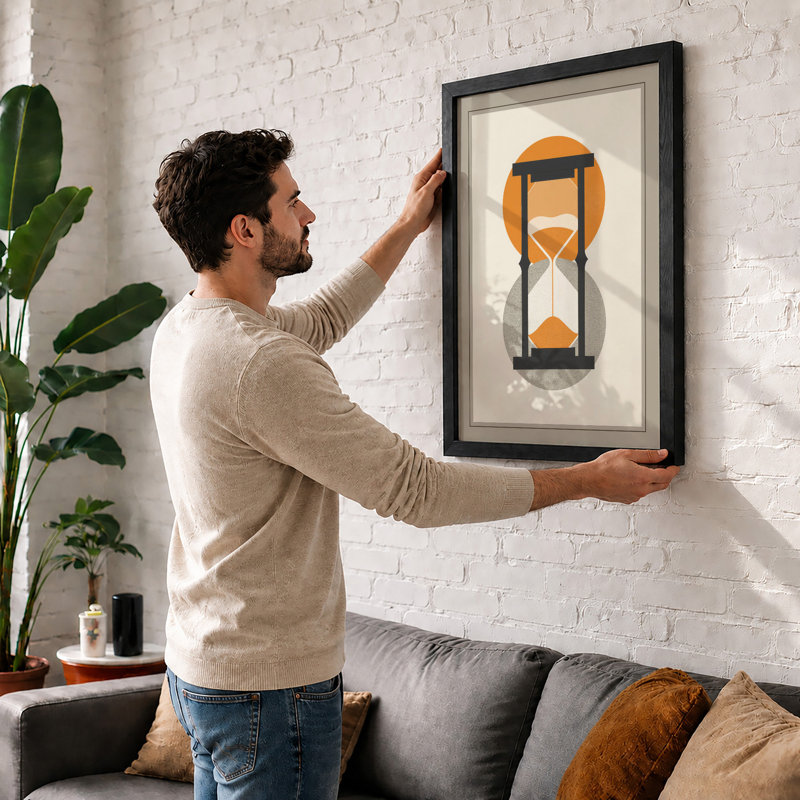 Time Suspended Geometric - Framed Print, A3 - 42.0 x 29.7 cm, Walnut