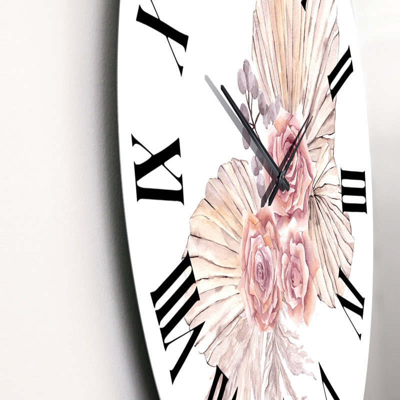 Horloge murale traditionnelle Bouquet de fleurs séchées, Grand