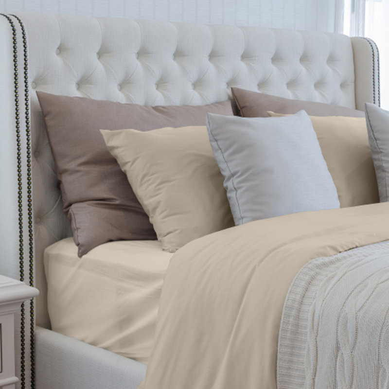 Luxuriously Soft 100% Rayon Derived From Bamboo 4-Piece sheet Set, Light Khaki/Beige, California King