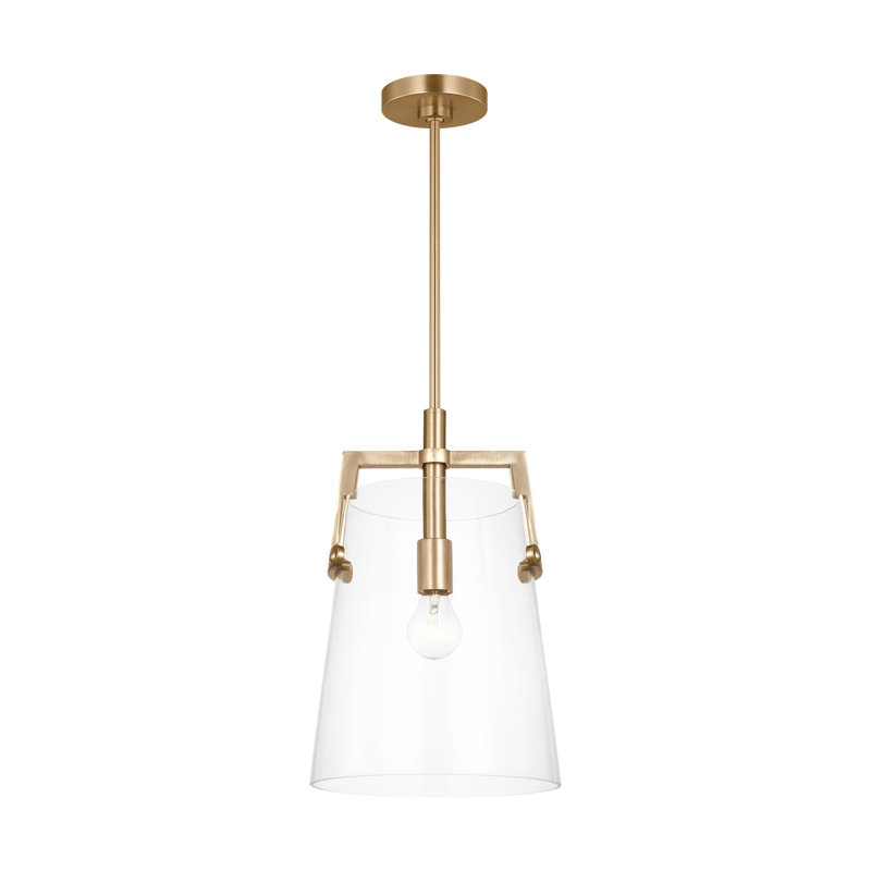 Crofton 1 Light Kitchen Pendant With Clear Shade, 59.75" H x 10.25" W x 10.25" D, Satin Brass