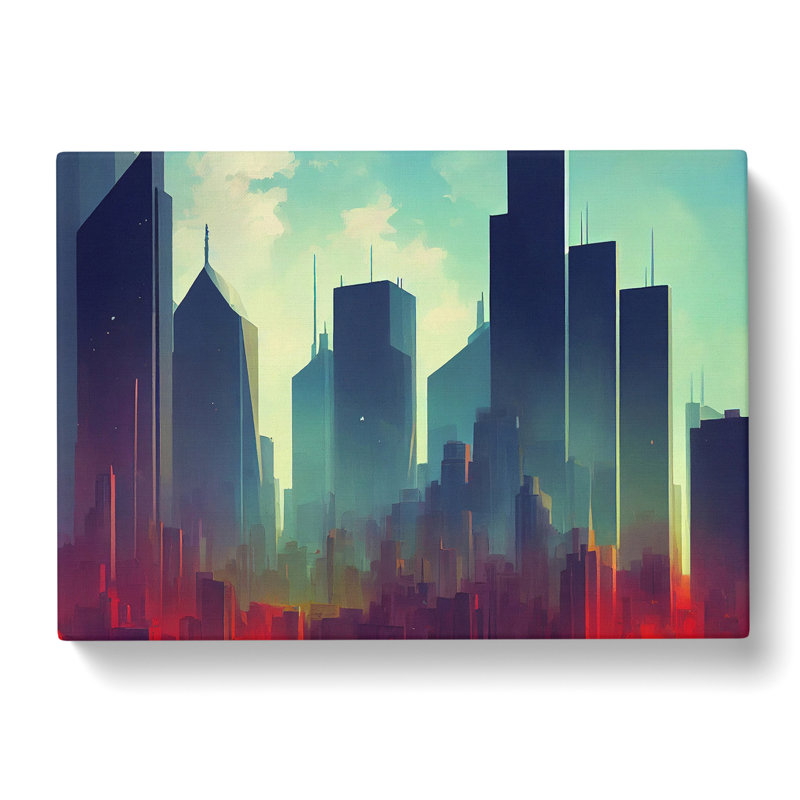 Exotic Skyscraper Skyline - Wrapped Canvas Print, 35cm H x 50cm W x 3cm D