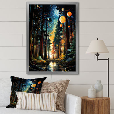 Moonlight River Retreat Into The Forest II - Forest And River Wall Art