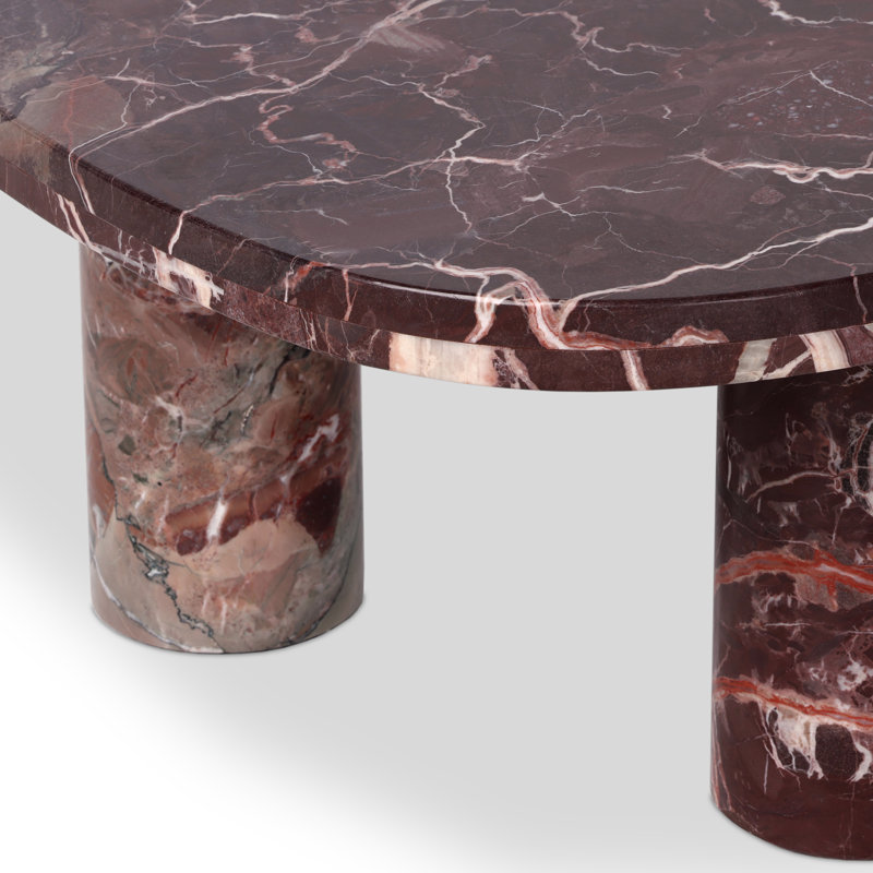 Table basse à 3 pieds Moraga, H 13 po x L 36 po x l 25,5 po, Marbre merlot