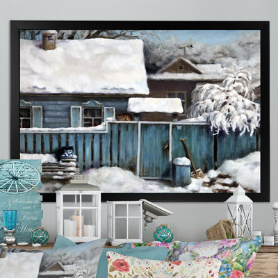 " Cottage Into A Cold Winter Landscape " Painting Print