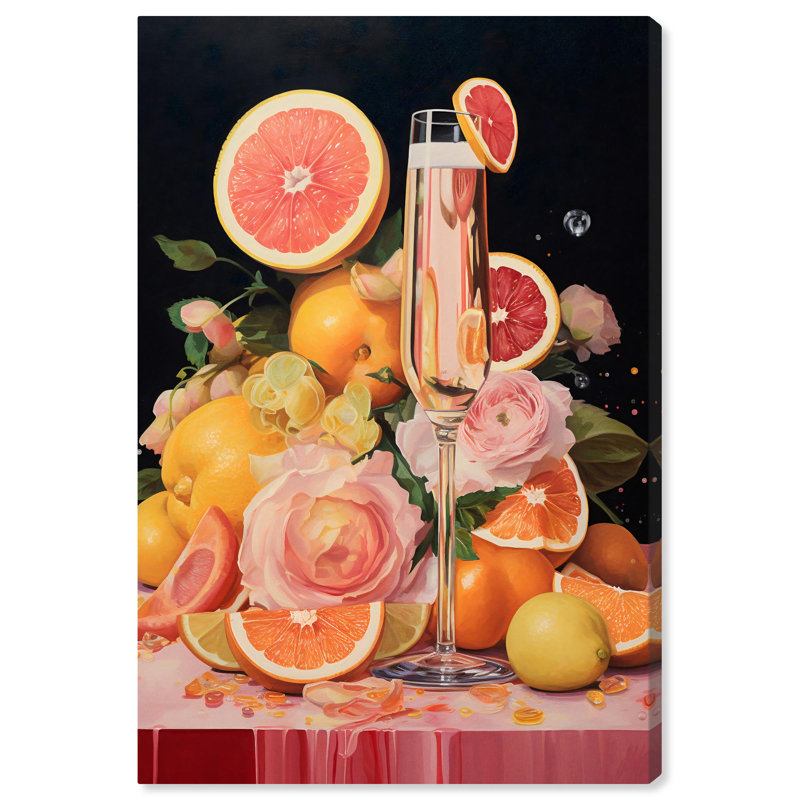 «Grapefruit Champagne Drinks and Spirits», art mural par Art Remedy, Toile tendue, H 24 po x l 16 po