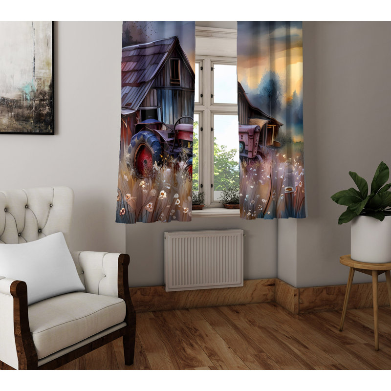 Paire de rideaux semi-transparents en polyester Darika, L 40 po x L 61 po
