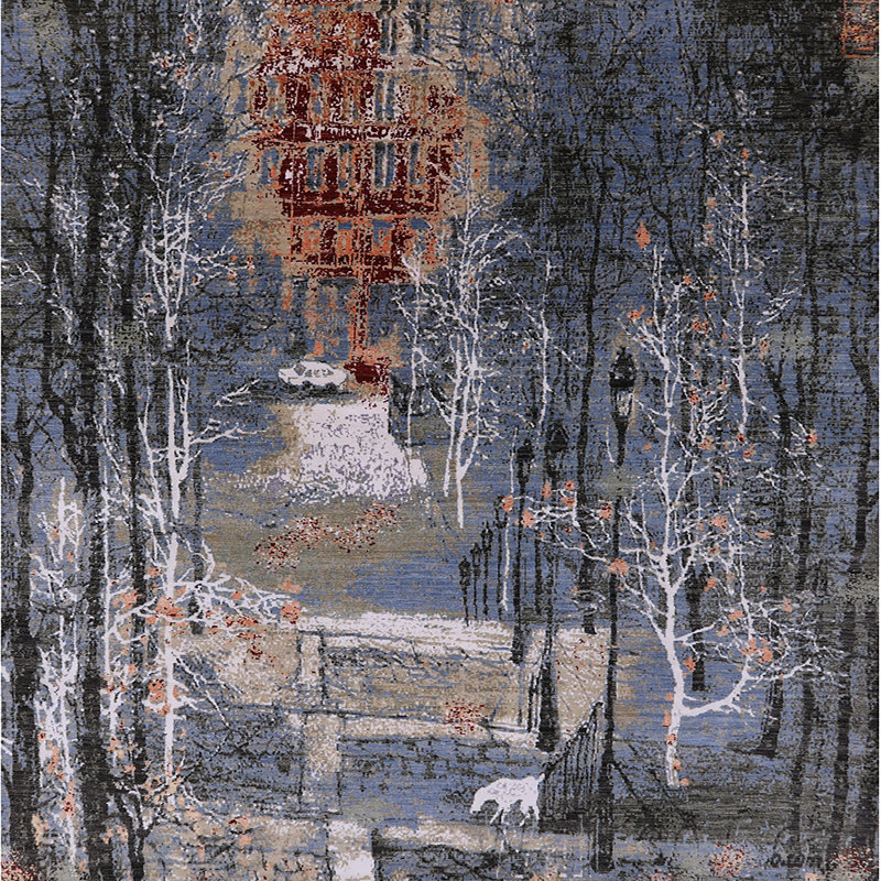 Tapis bleu / rouge / noir Bradenville, Carré 7 pi