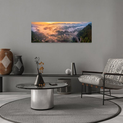 «Golden Valley Highway Sunrise Dramatic Peaceful Serene Forest Landscape», art mural