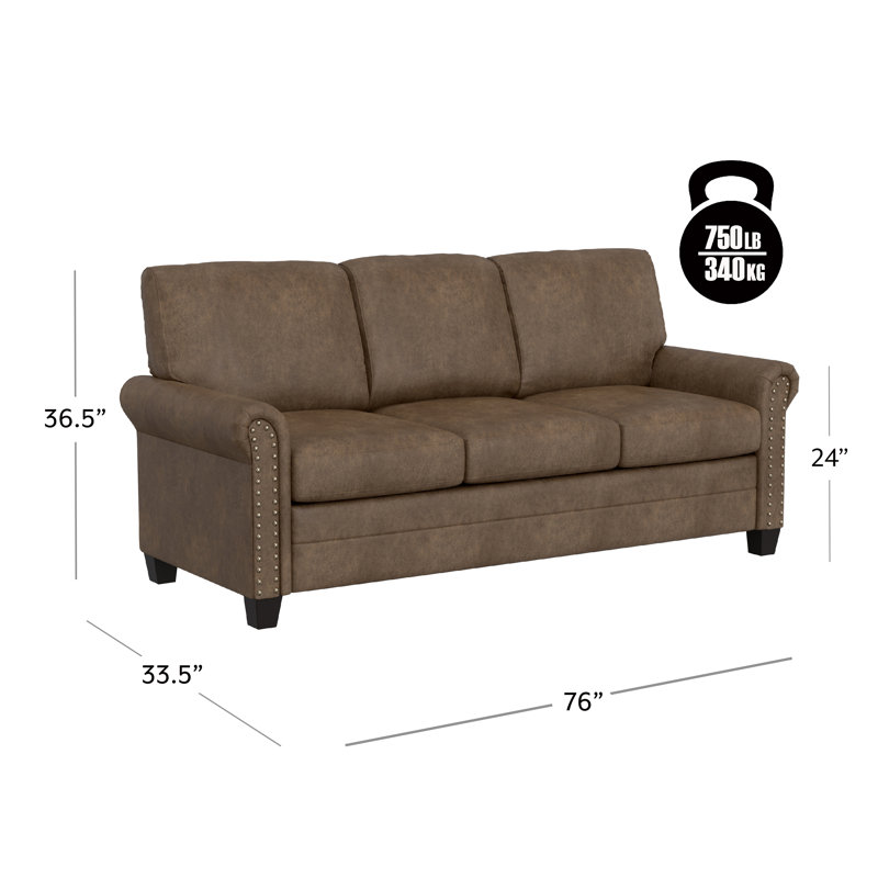Annmaria Upholstered 76'' Sofa, Light Brown 100% Polyester