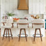 Eastwood 3 Pieces Swivel Faux Leather Counter&Bar Stools With Bamboo Frame