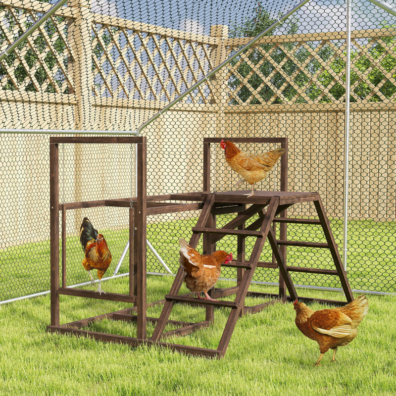 Ensemble de jeu en bois pour poules, accessoire de poulailler avec plusieurs perchoirs, balançoire, échelle, plateforme pour 3 à 4 poules, café