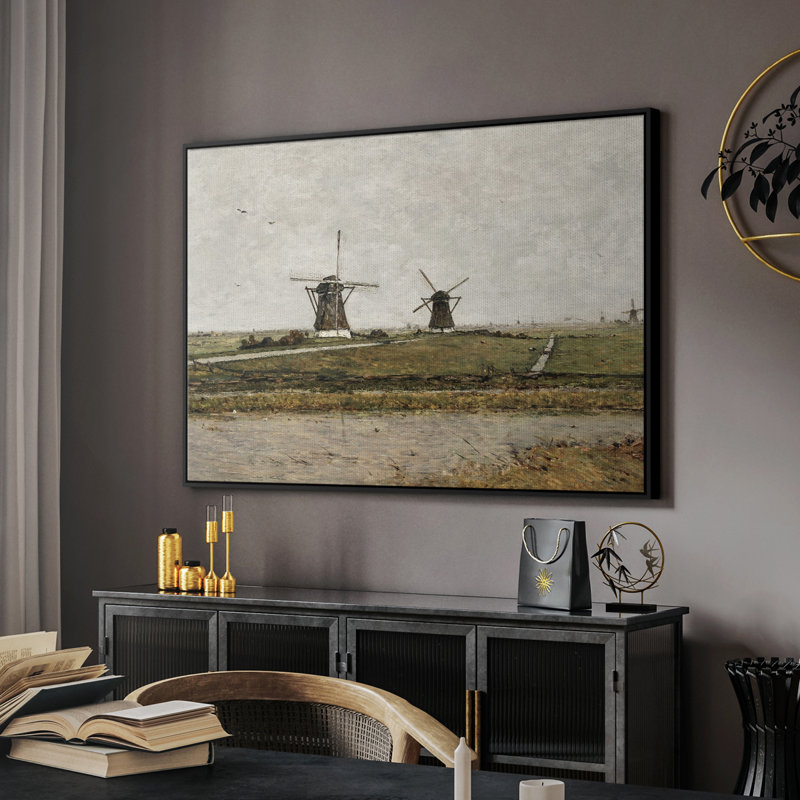 Paysage rétro - cmxxxi, Toile encadrée noire, H 27 po x l 41 po x P 2 po